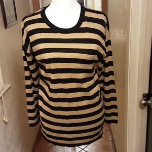 KASPER. Tan and Black Spandex Blouse